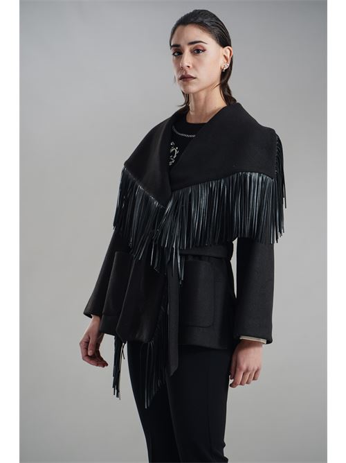 Cappotto con frange Love To Love by Gai Mattiolo | LV2152NERO